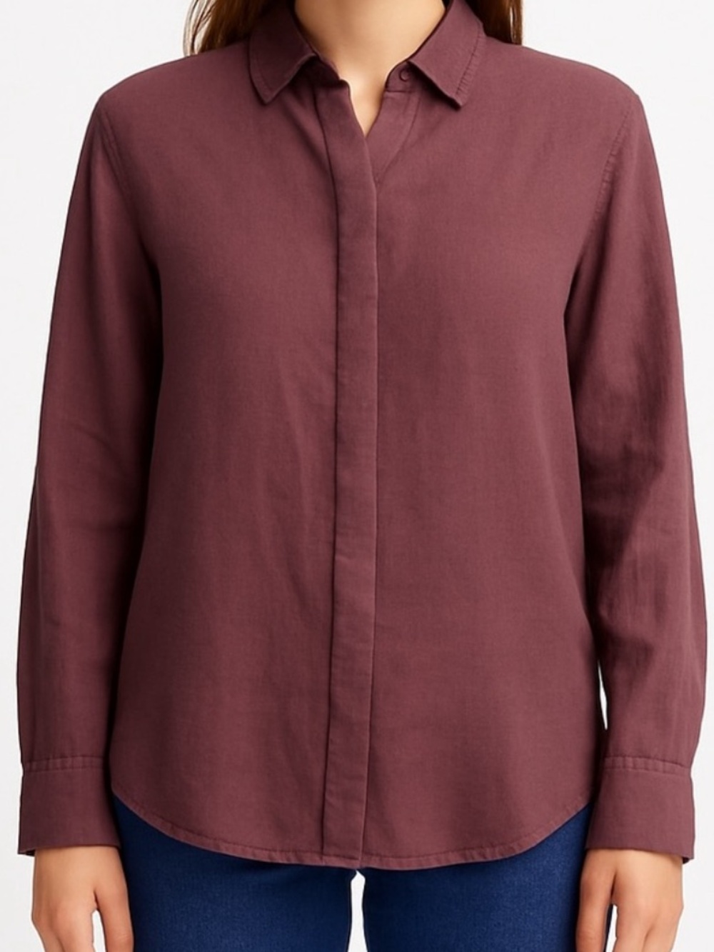 Women's Athleta 100% Linen Button Down Top in Tawny Red